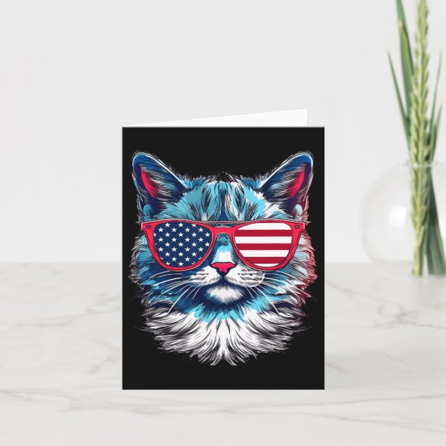Tarjeta Gatos Americanos Gafas De Sol Bandera De Estados U (Anverso)