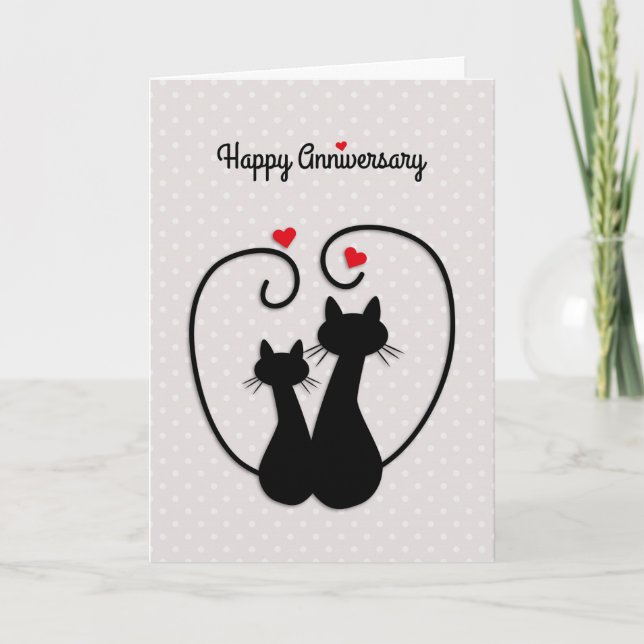 Tarjeta Gatos Amor, Feliz Aniversario de Boda (Anverso)