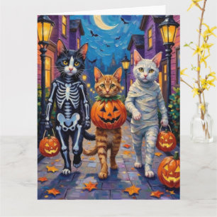 Tarjeta Gatos Angora Turcos Con Disfraces De Halloween