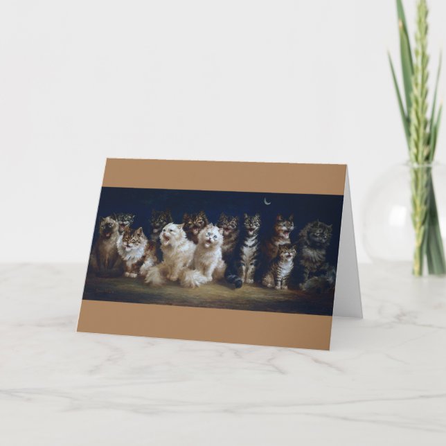Tarjeta Gatos cantando villancicos de Navidades, Louis Wai (Anverso)