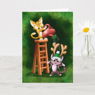 Tarjeta Gatos ciervos lluvia (semi brillo) por Jeff Willis