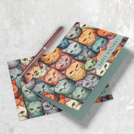 Tarjeta Gatos Coloridos Garabato Caprichoso para Cualquier