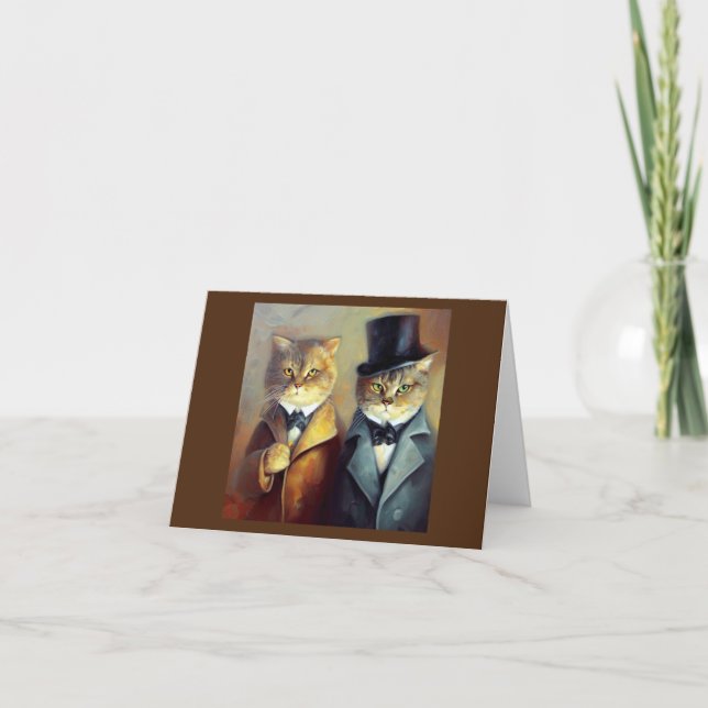 Tarjeta Gatos como Holmes y Watson (Anverso)