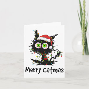 Tarjeta Gatos Con Gorro De Santa Feliz Navidad Gato Amante