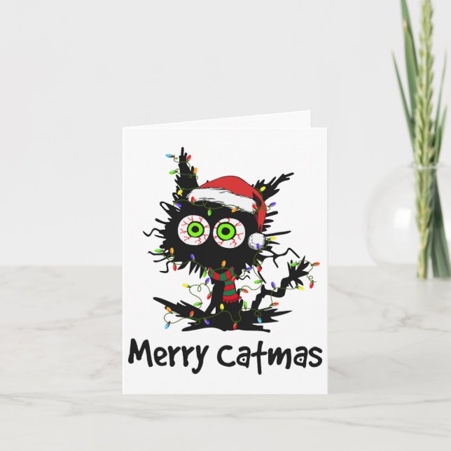 Tarjeta Gatos Con Sombrero De Santa Feliz Catmas Amante De (Anverso)
