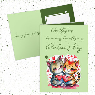 Tarjeta Gatos cortos nombre personalizado El día de San Va