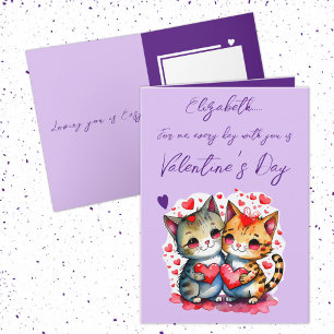 Tarjeta Gatos curados nombre personalizado El día de San V