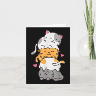 Tarjeta Gatos Cute Kitty Pile Anime Kawaii Neko