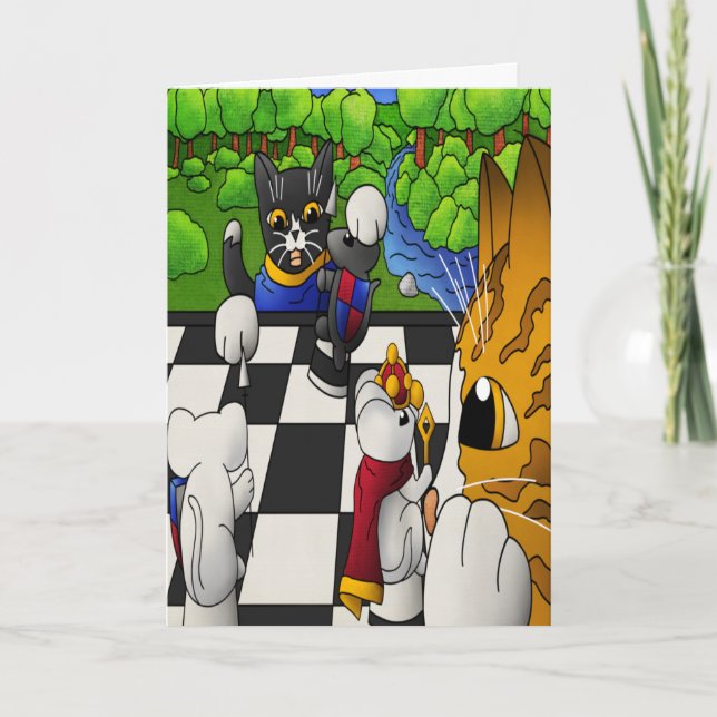 Tarjeta Gatos de ajedrez en el parque (Anverso)