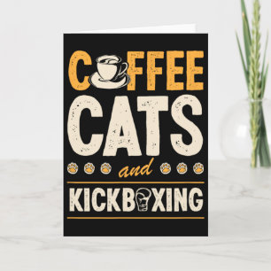 Tarjeta Gatos de café y kickboxing Lindo kickboxer diverti