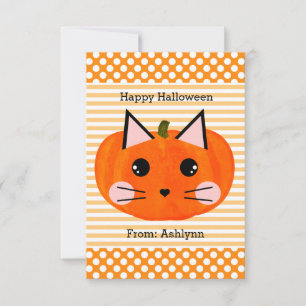 Tarjeta Gatos de calabaza de Halloween para niños
