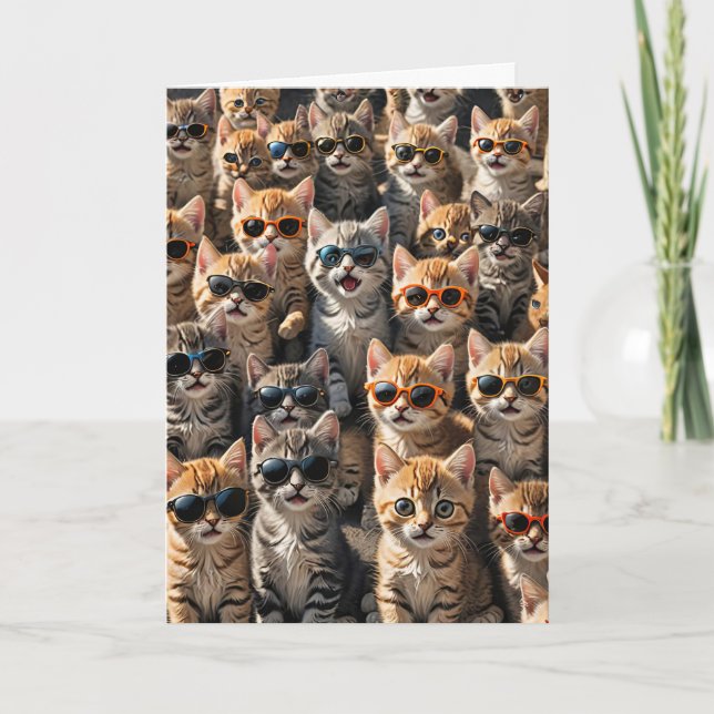 Tarjeta Gatos de cumpleaños felices de grupo (Anverso)