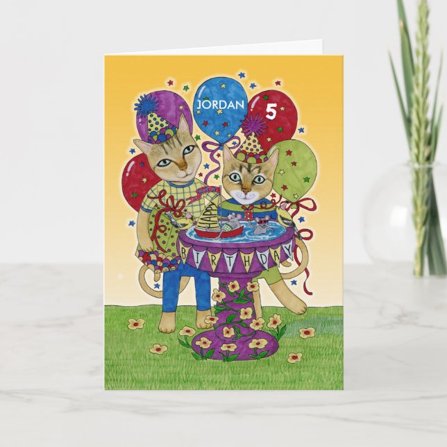 Tarjeta Gatos de cumpleaños felices por nombre personaliza (Anverso)