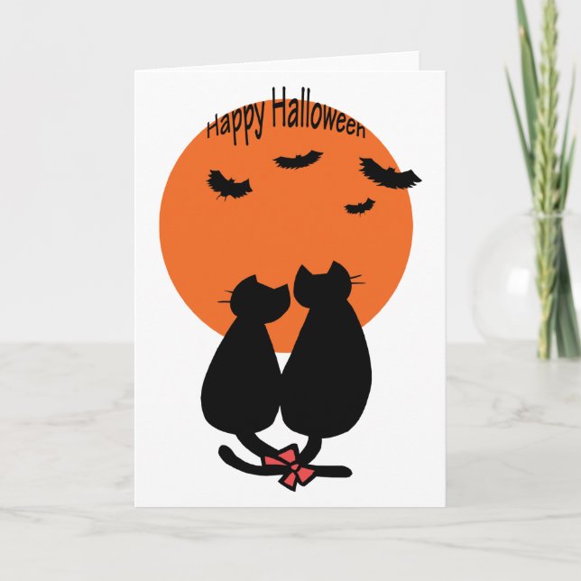 Tarjeta Gatos de Halloween románticos (Anverso)