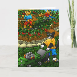 Tarjeta Gatos de jardinería de verano