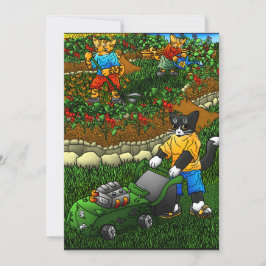 Tarjeta Gatos de jardinería de verano