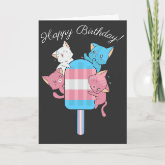 Tarjeta Gatos de la bandera transgénero y una paleta