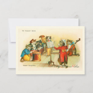 Tarjeta Gatos de Navidad Musicales Victorianos Banda Louis
