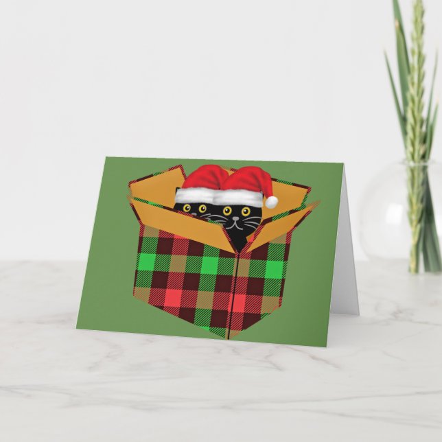 Tarjeta Gatos de Navidad Vintage (Anverso)