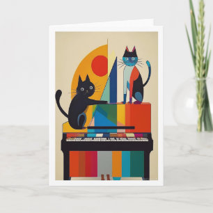 Tarjeta Gatos de Piano