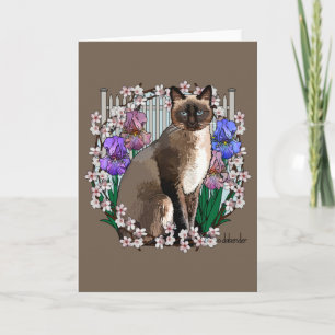 Tarjeta Gatos de temporada - Jardín de primavera
