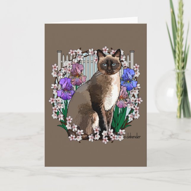 Tarjeta Gatos de temporada - Jardín de primavera (Anverso)