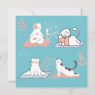 Tarjeta Gatos de Yoga Cumpleaños de Loto