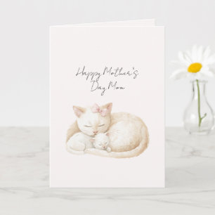 Tarjeta Gatos del Día de la Madre Rosa Mamá