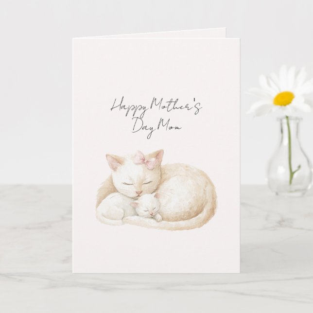 Tarjeta Gatos del Día de la Madre Rosa Mamá (Planta pequeña)
