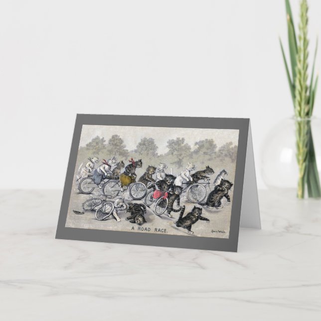 Tarjeta Gatos del montar a caballo de la bicicleta (Anverso)