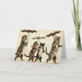 Tarjeta Gatos del vintage que caminan en la nieve