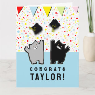 Tarjeta Gatos Divertidos de Graduación