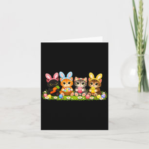 Tarjeta Gatos divertidos de Pascua Orejas de conejo Huevos