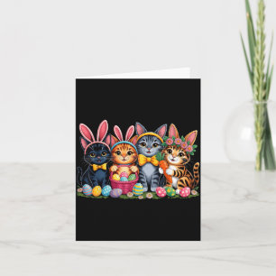 Tarjeta Gatos divertidos de Pascua Orejas de conejo Huevos
