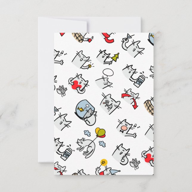 Tarjeta Gatos divertidos, leche y magia. (Anverso)