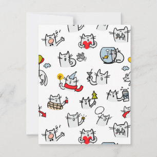 Tarjeta Gatos divertidos, leche y magia.