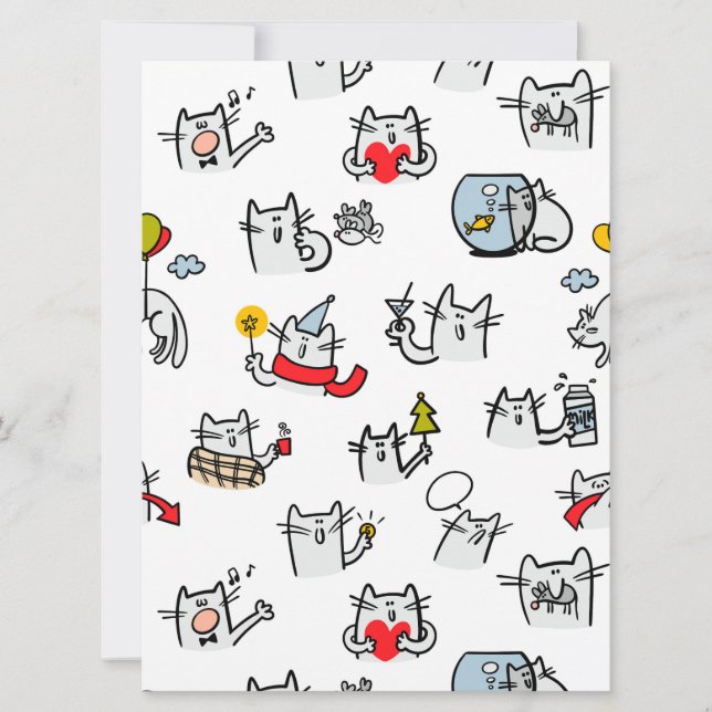 Tarjeta Gatos divertidos, leche y magia. (Anverso)