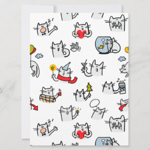 Tarjeta Gatos divertidos, leche y magia.