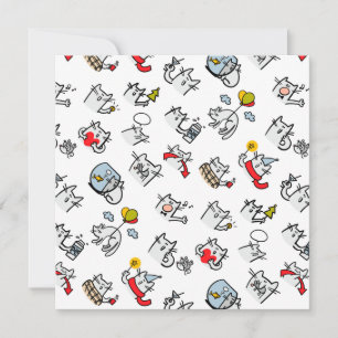 Tarjeta Gatos divertidos, leche y magia.