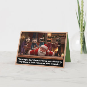 Tarjeta Gatos divertidos y Papá Noel
