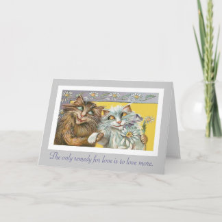 Tarjeta Gatos en amor y la cita de Thoreau