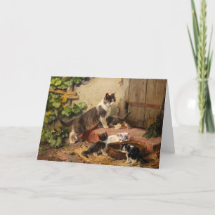 Tarjeta Gatos en el bol de la leche   Julius Adam el Joven