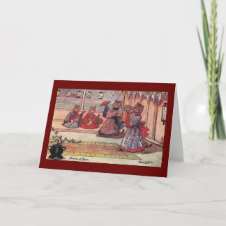 Tarjeta Gatos en el vintage Louis Wain de los kimonos