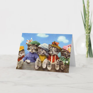 Tarjeta Gatos en Gorras