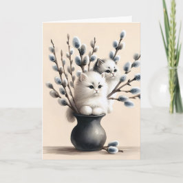 Tarjeta Gatos en Pussy Willows Cumpleaños