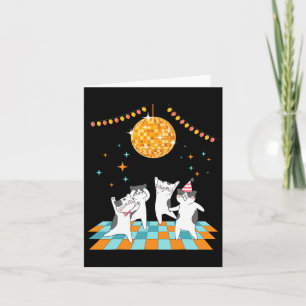 Tarjeta Gatos fiestas bailando bajo disco