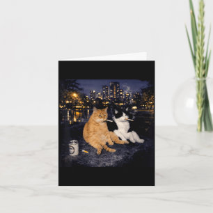 Tarjeta Gatos fumando meme divertido humor de gato fumando