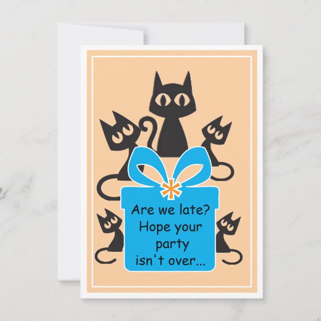 Tarjeta ¡Gatos! ¡Fun Flat cumpleaños! (Anverso)