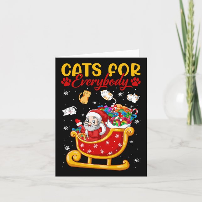 Tarjeta Gatos Graciosos Para Todos Santa Sleigh Merry Chri (Anverso)