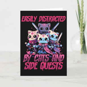 Tarjeta Gatos Jugadores De Rpg Misión Secundaria Distraído